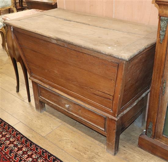 A 19th century French oak dough bin W.102cm